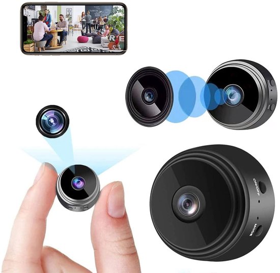 Camerabewaking-Babyfoon-1080P HD Nachtzicht 10M en 90° Groothoek-Wifi Mini Camera voor Binnen en Buiten-1-Stuk van Merkloos