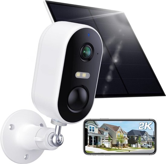 Camerabewaking Draadloos - Beveiligingscamera voor buiten – Camerabewaking - Draadloze beveiligingscamera Op Zonne-energie – Buiten Camera met nachtzicht Waterdicht - Bewakingscamera voor buiten