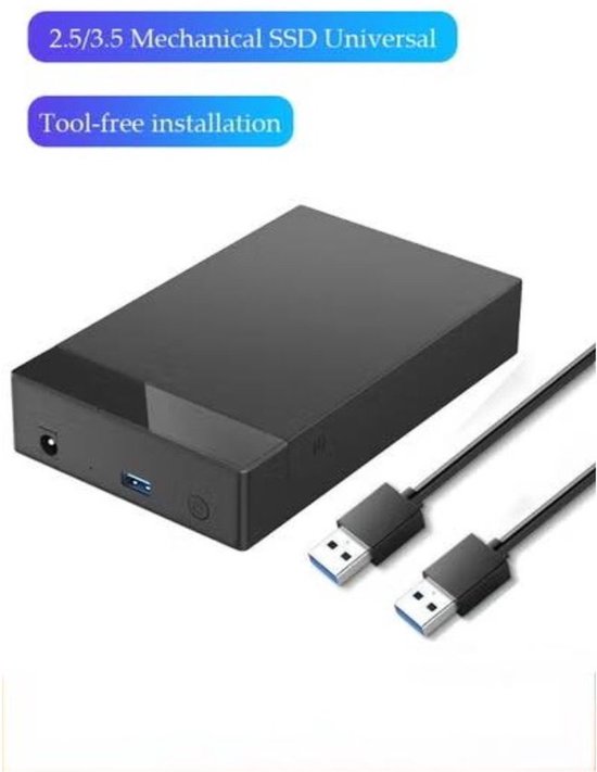 casalora - Externe Hdd Zaak - Externe harde schijf behuizing – 2.5" en 3.5" USB 3.0 naar SATA – Toolvrije externe behuizing – Compacte en lichte harde schijf adapter - Zwart
