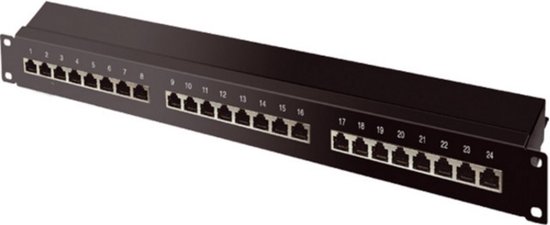 CAT 6A patchpaneel, 19 inch, 24-poorts (1 U) van Merkloos