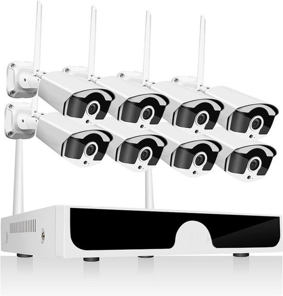 CCTV - Beveiligingscamera set met 8 Cameras Outdoor Buiten - Home Security Camera Systeem - Wifi Camera Set - Video + Audio-opname - Beveiligingscamera - Nachtzicht - Motion Detector van KlikAanKlikUit