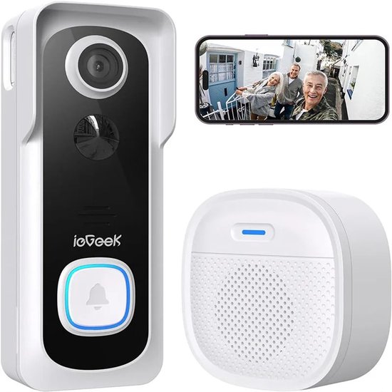 Cherrys Finds - Video Deurbel Met Camera - Video Deurbel - Video Deurbel Draadloos - Wifi - 2K HD - 2 Weg Audio - Werkt Met Alexa - Video Deurbel Met Camera Draadloos - Wit