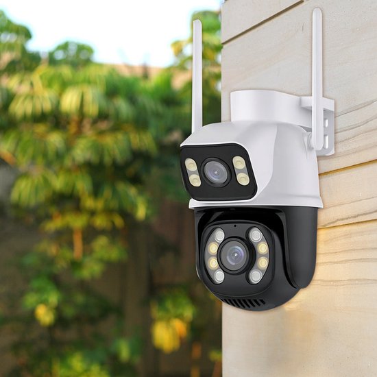 CHIWIN Beveiligingscamera Buiten en Binnen - Dual Lens 8MP - Beveiligingscamera met Spreken - IP66 Waterdicht - Gepersonaliseerde Alarmen - Automatische Tracking(2.4GHz WiFi) van CHIWIN