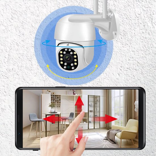CHIWIN - Draadloze Beveiligingscamera Binnen/Buiten 5G WiFi - Huisdiercamera - Hondencamera met Spreken - 320° & 90° Draaibaar - FHD 1080P - IP66 Waterdicht - Tweeweg Audio - Nachtzicht & Bewegingsalarm - Dubbele Opslag - Wit van Chi