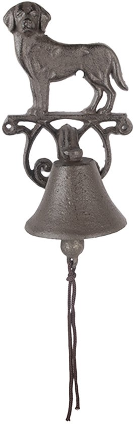 Clayre & Eef Ouderwetse Deurbel Hond 14x14x24 cm Bruin Metaal