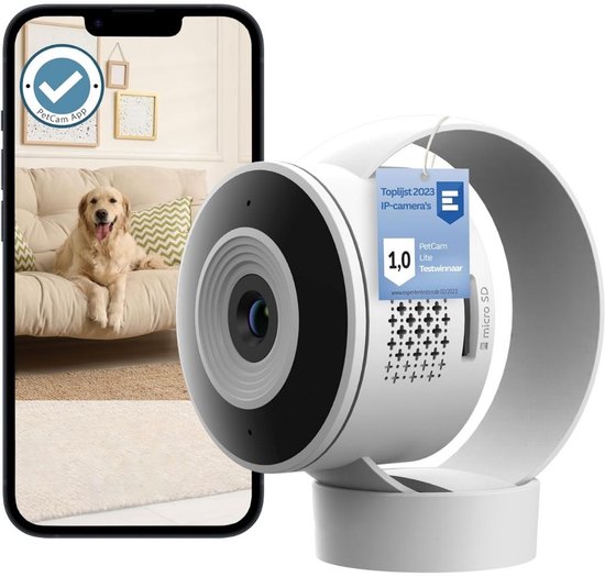 CLVP® Hondencamera - Huisdiercamera - Babyfoon met Camera en App - Baby Monitor - Full HD - Wit