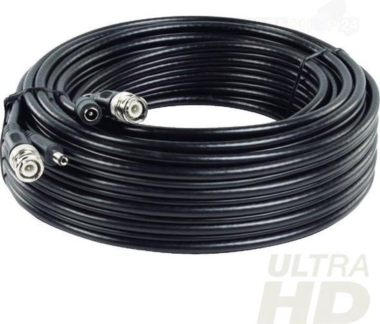 Coax Kabel - 20 Meter / 12V - AHD/CVI/TVI - Full HD Kabel - RG59 van Merkloos