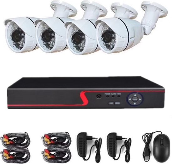 Compleet Camera Beveiliging Set met 4 Camera - Bedraad - + 500GB HDD - Beveiligingscamera Buiten - Bewakingscamera - CCTV van Konig