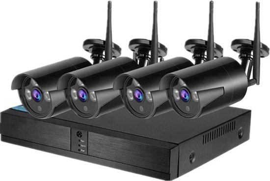 Compleet Camera Beveiliging Set met 4x Wifi IP Camera - Draadloos - + 2TB HDD -  Beveiligingscamera voor Buiten - Bewakingscamera - van Technolife