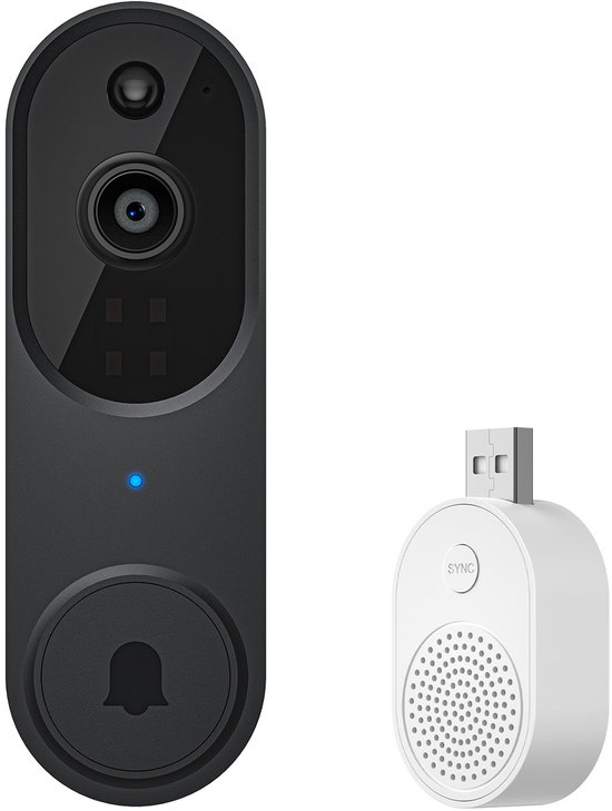 Cuhostki - 1 Stuk - Slimme Draadloze Video Deurbel met camera - Video deurbel met camera - Slimme Video Deurbel (M50) - Zwarte USB Dingdong Video Deurbel - Zwart - Plastic - 2.4GHz Wi-Fi - Real-Time Notificatie - Tweerichtingsaudio van Merkloos