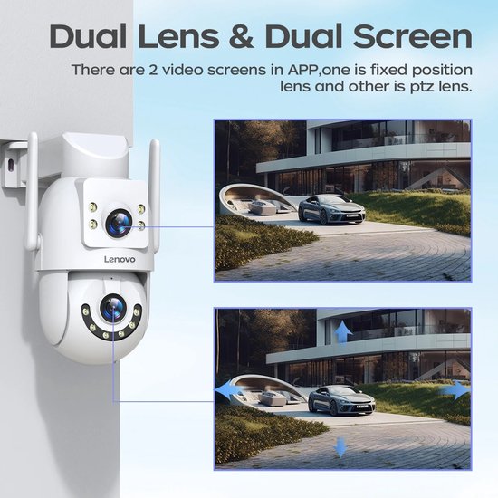 Cventrix 4K Bewakingscamera - Wifi Camera - Camerasysteem - 5G Wifi Outdoor - Dual Lens PTZ IP-camera's - Auto Tracking - Audio Video ONVIF - Beveiliging CCTV-camera
