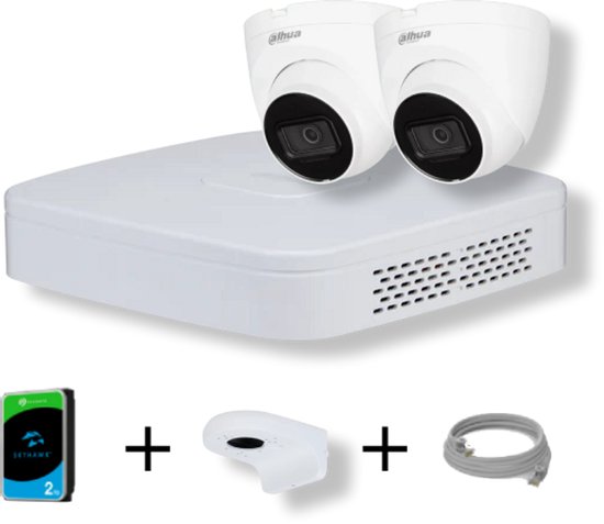 Dahua 4-kanaals NVR Set met 2x 4MP WizSense Camera's Wit en 2TB HDD van Dahua