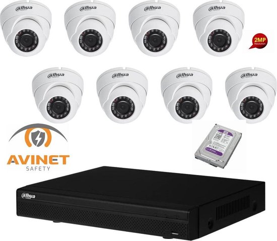 Dahua CCTV Kit 8X Hdcvi 1080P Dome Camera's + Dvr + 1TB Harde Schijf van Dahua