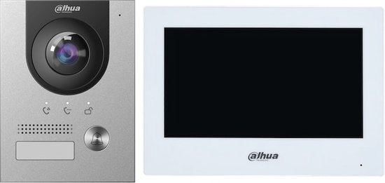 Dahua KTD02(S) complete 2-wire opbouw IP video deurbel intercom kit met VTO2202F-L en VTH2622GW-W WiFi van Merkloos