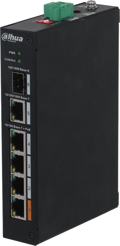 Dahua PFS3106-4ET-60-V2 802.3af/at Power over Ethernet switch met 4 poorten