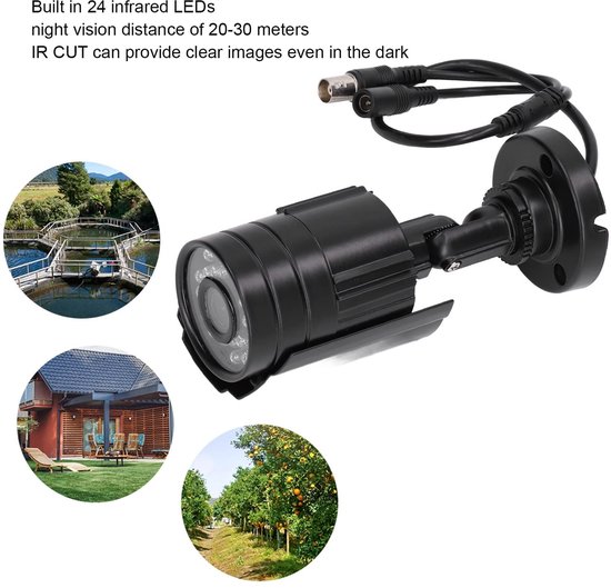 Dailygoody - Analoge CCTV-camera - Waterdichte beveiligingscamera met nachtzicht - 2 MP - Voor binnen en buiten - IP66 - Helder beeld