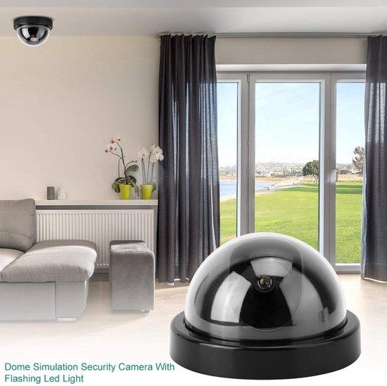 Dailygoody - Dome Simulation Camera - Fake Camera - Realistisch Ontwerp - Zwart - Met Flitsende LED - Schrik Effect voor In en Outdoor - Veiligheid