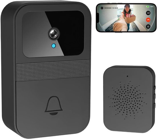 Daity 1-delige videodeurbelcamera met ring - slimme videodeurbel - tweerichtingscommunicatie - cloudopslag - directe waarschuwing - nachtzicht - IP55 waterdicht