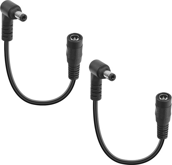 DC verlengkabel 90 graden 12V, 5,5 x 2,1 mm, mannelijke naar vrouwelijke adapter voor beveiligingscamera van Merkloos