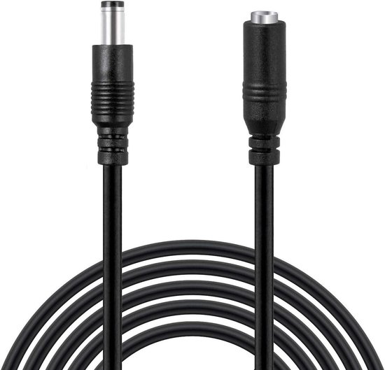 DC Verlengsnoer - Stroomkabel Adapter - Camera Beveiliging - Vergulde Connectoren - 3 Meter - Zwart