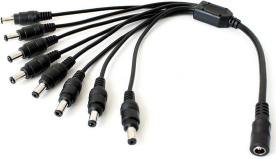 DC voeding cctv splitter 1x DC (v) - 8 x DC (m) van Q-Link