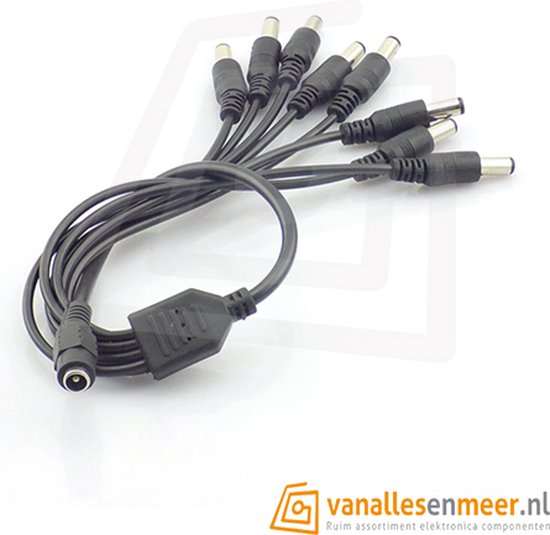 DC voeding cctv splitter 1x DC (v) - 8 x DC (m)