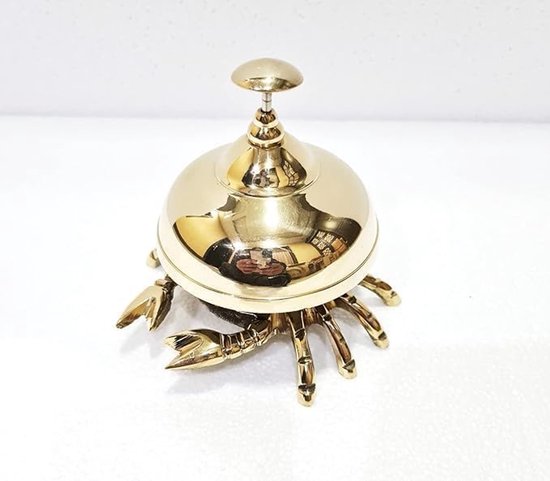 Decoratieve Bel - Balie Bel - Service Melding - Uniek Krab Design - 10 cm Diameter - Goud