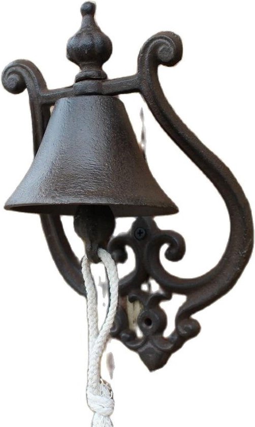 Decoratieve Wandbel - Gietijzeren Klok - Huis Verfraaien - Rustieke Stijl - 24 cm Hoog - Zwart