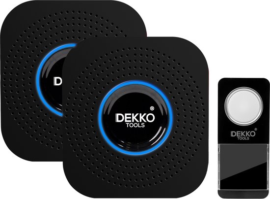 Dekko Tools Deurbel Draadloos 150m - Plug & Play - 2 Ontvangers - 58 soorten geluiden - Waterdicht