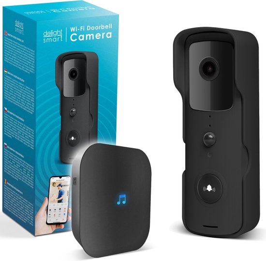 Delight Video Deurbel met Camera En Wifi - Intercom – Full HD 1080p – 150 dagen batterijduur! - Bewegingsdetectie En Nachtzicht - Deurbellen met Camera - 55386BK van Delight