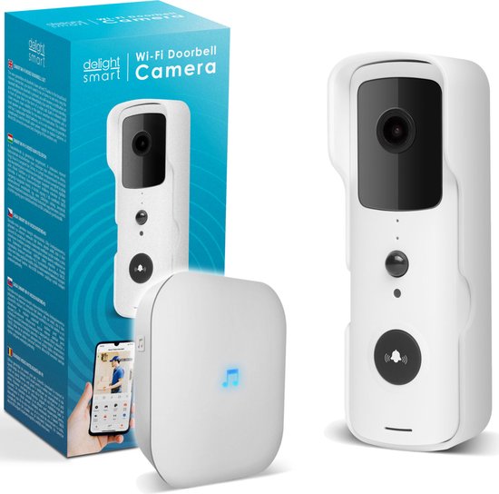 Delight Video Deurbel met Camera En Wifi - Intercom – Full HD 1080p – 150 dagen batterijduur! - Bewegingsdetectie En Nachtzicht - Deurbellen met Camera - 55386WH van Delight