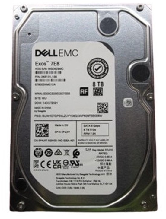 DELL 400-BRDB interne harde schijf 8 TB 7200 RPM 3.5" SATA III van Merkloos