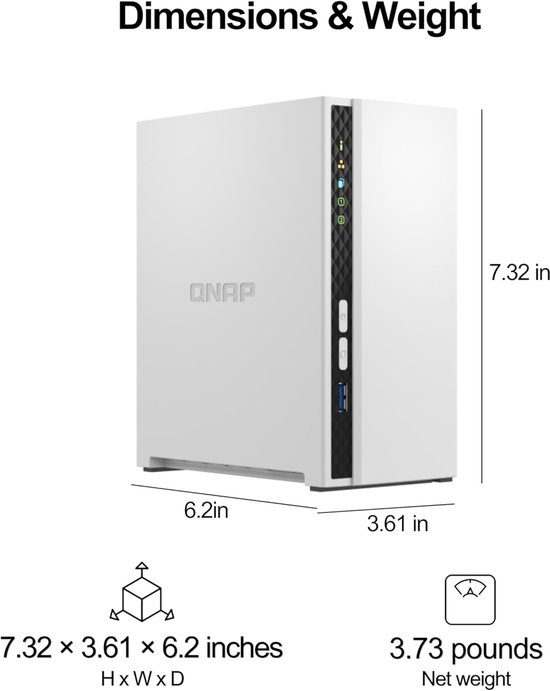 Desktop NAS - Netwerkopslag - Bestandsdeling - Quad-core processor - 2 Bay - Zwart