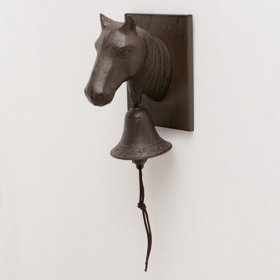 Deurbel - Buitenbel - Bel - Paard - leuk voor een buitenhuis - Zwart - 25x15x9.5cm - Gietijzer.