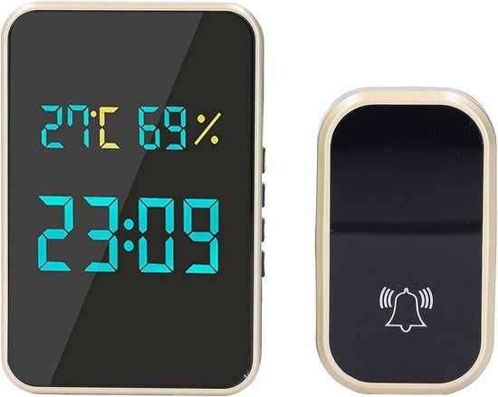 Deurbel -Deurbel draadloos - Deurbelset - Deurbellen -Draadloze Buitendeurbel- Temperatuur Vochtigheid Sensor- IP44 Waterbestendig Batterijloos - Ontvangers LCD Schermen - 38 Beltonen 250 Meter Bereik -Home Package - Kerstcadeau -Kerstversiering
