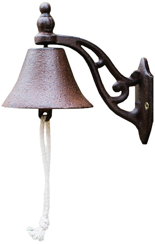 Deurbel - deurbellen - gietijzer - Klassieke deurbel - luide klank - wandmontage - weerbestendig - tuinbel - voor binnen buiten tuin - tuin boerderij - vintage tuindecoratie - deurring wandgemonteerde - bruin