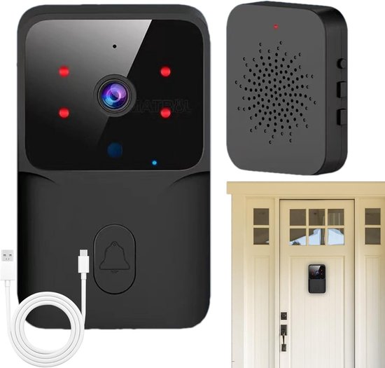 Deurbel - Deurspion - Slimme Draadloze Video Deurbel - met Camera - Intercom Functie via Smartphone App - Interactieve Wifi Deurbel - met Real-Time Meldingen - Laag Energieverbruik en Eenvoudige Montage - Modern Beveiligingssysteem voor Thuis