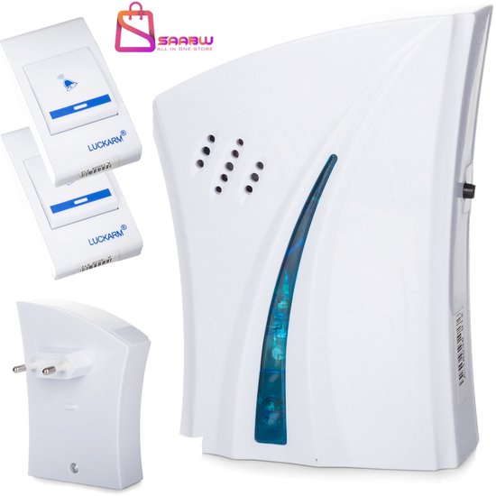 deurbel draadloos - 2 Zenders + 1 Gong - 32 Melodieën - 150m Bereik - 230V - Incl. Batterijen - deurbel - deurbellen - 00398
