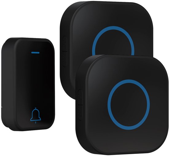 Deurbel - Draadloze Entreemelder - Toegangsmelder - Deurbel draadloos - Winkelbel - Deurbeslag - Bewegingsmelder Met Sensor - Geschikt Voor Winkels & Woonhuizen - 1 Zender en 2 Ontvanger -zwart