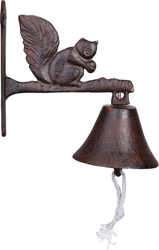 Deurbel eekhoorn 19,1 cm hoog - gietijzer - traditioneel - decoratief - tuindecoratie - voor buiten - rustiek - handgemaakt - cadeau - geschenk - Nieuwjaar - Verjaardag - Kerst