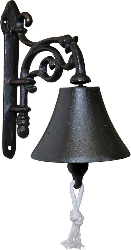 Deurbel Gietijzer - Landelijk Decor - Entree Verfraaien - Handgemaakt Antiek - 20 cm Hoog - Donkerbruin