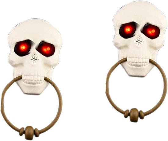 Deurbel Halloween - Pompoen Decoratie - Feestelijke Sfeer - Licht en Geluid - 29 x 14 x 6 cm - Wit