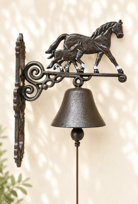 Deurbel paard met veulen gietijzer 27x33x14