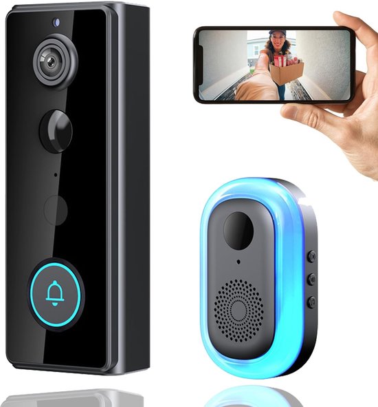 Deurbel - Slimme Videodeurbel - Draadloze Deurbel met Camera & Bewegingssensor - Zwart - 2K & 4000mAh - IP65 Waterdicht & 32GB Geheugen - Bewegingsdetectie met antidiefstalalarm | Infrarood nachtzicht van Merkloos