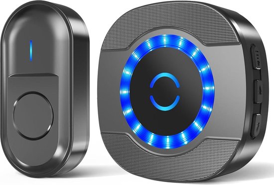 Deurbel waterdicht buiten bereik 300m 55 melodieën 5 volumeniveaus LED-display zwart