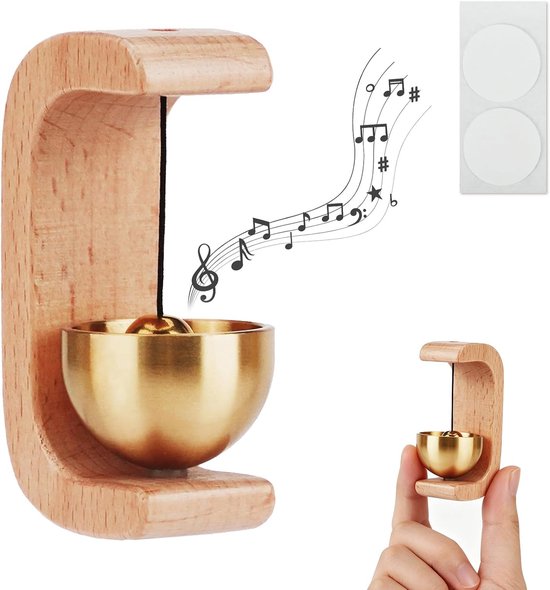 Deurbel - Windgong - Entree ornament - Magnetische houten deurbel - Geschikt voor deuren en interieurs - 8×4×3cm - Lichte houtkleur