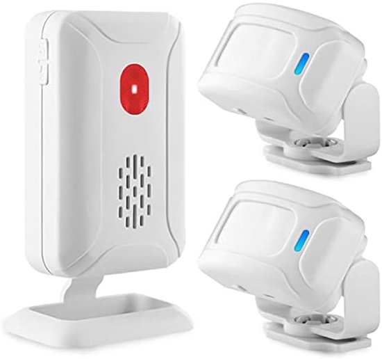 Deurbel, winkel, bewegingssensor, draadloze deurbel, kit met 2 sensoren en 1 ontvanger, elektronisch welkomstsensorapparaat voor kantoor