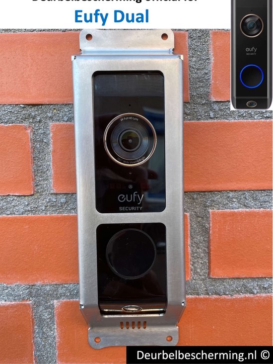 Deurbelbescherming Eufy Dual 2 Pro - RVS Zilver (anti-diefstal cover - videodeurbel bescherming - videodeurbel beschermer - videodeurbel hoes - videodeurbel cover - beveiligingscamera beschermer)