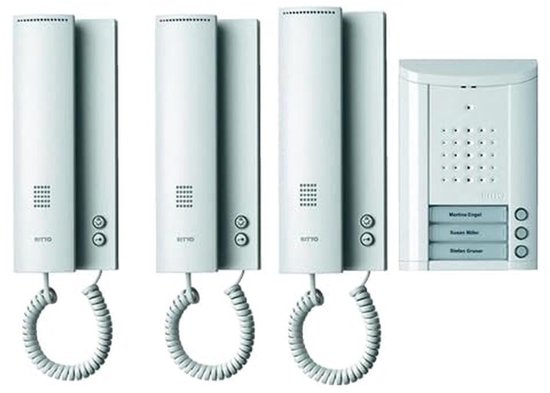 Deurbelset Complete Set Voor 3 Gezinswoningen Wit - Intercom Systeem Met Belknoppen En Naamplaatje - 3 Woonunits - Voor Commercieel En Privégebruik