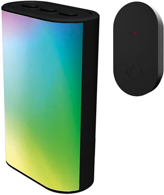 Deurbelset met draadloze ontvanger en LED paneel + Beldrukker met LED indicatielamp - 100 meter bereik - 32 melodieën - Zwart